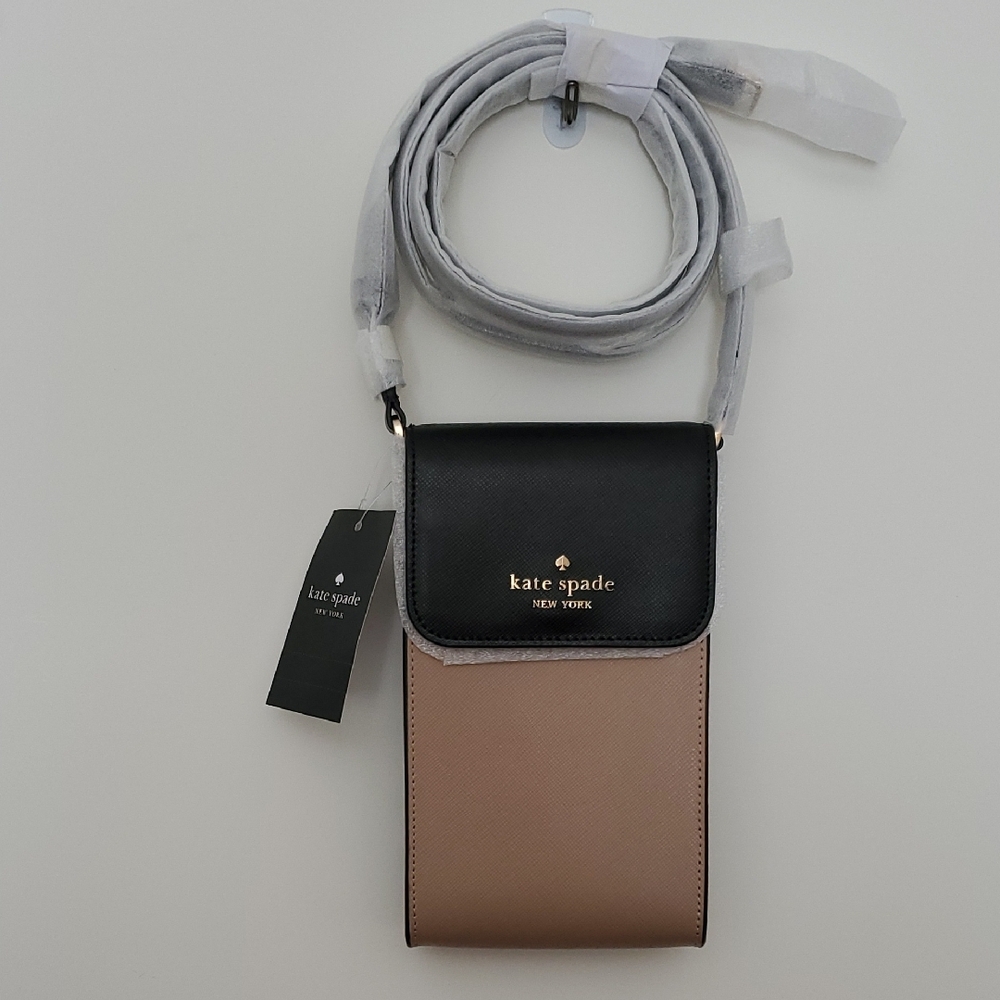 Kate Spade Black and Brown Phone Crossbody
